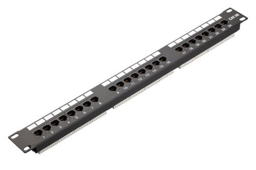 Cat5e UTP는 수평한 패치 패널 24 항구 1U 19inch AMP Tyco 유형 IDC 유형 YH4009 이더네트 네트워크 단식합니다