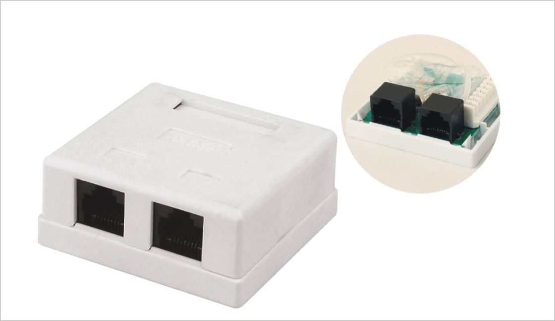 2 항구 네트워크 벽 코드 구멍 소켓 표면 산 상자 RJ45 CAT5E CAT6 백색 색깔 YH7014