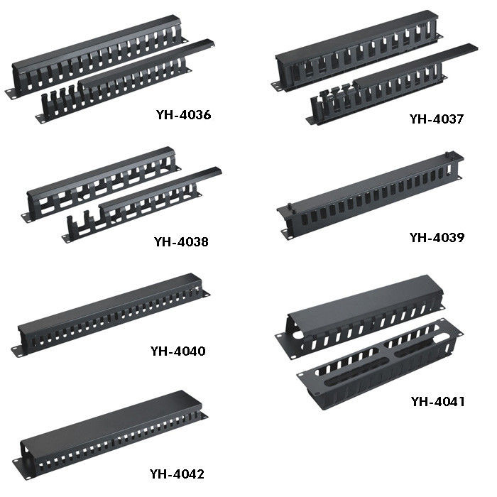 19 금속 덮개 YH4037를 가진 AMP 유형을 두껍게 하는 인치 1u 네트워크 케이블 관리 선반 산